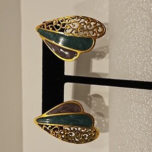 NEWPRO Enamel & Goldtone Pierced Earrings